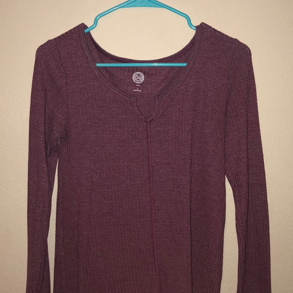 muave waffle knit top